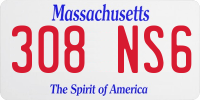 MA license plate 308NS6