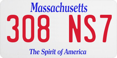 MA license plate 308NS7