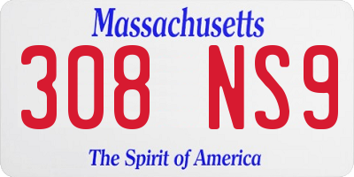 MA license plate 308NS9