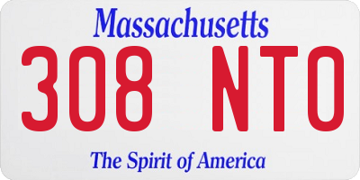 MA license plate 308NT0