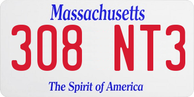 MA license plate 308NT3