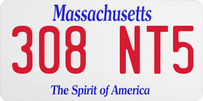 MA license plate 308NT5