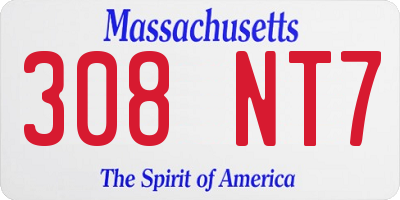 MA license plate 308NT7