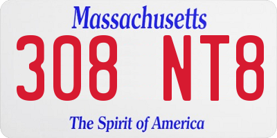 MA license plate 308NT8