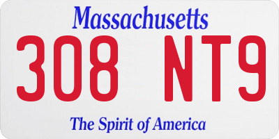 MA license plate 308NT9