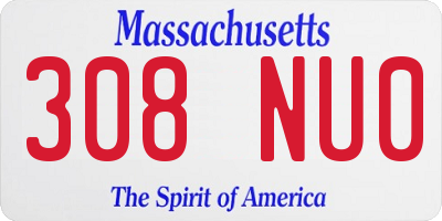MA license plate 308NU0