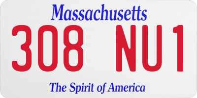 MA license plate 308NU1