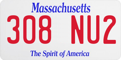 MA license plate 308NU2