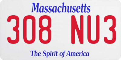 MA license plate 308NU3