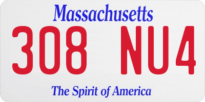 MA license plate 308NU4