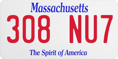 MA license plate 308NU7