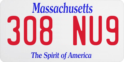 MA license plate 308NU9