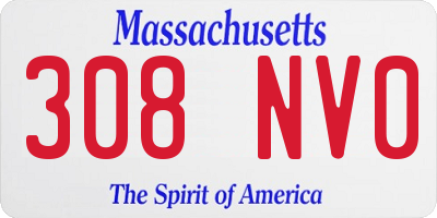 MA license plate 308NV0