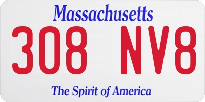 MA license plate 308NV8