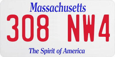 MA license plate 308NW4
