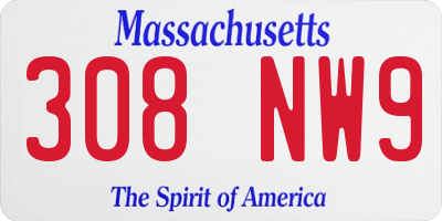 MA license plate 308NW9