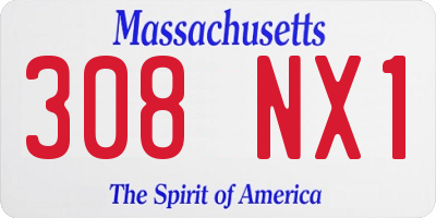 MA license plate 308NX1