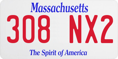 MA license plate 308NX2