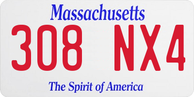 MA license plate 308NX4