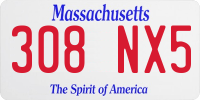 MA license plate 308NX5