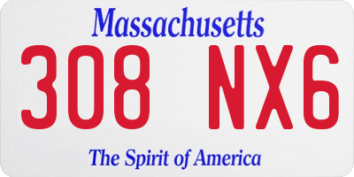 MA license plate 308NX6