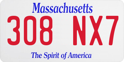 MA license plate 308NX7