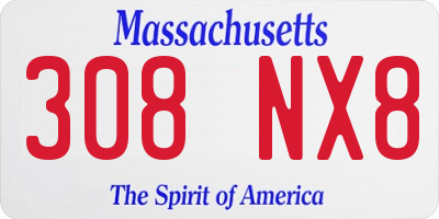 MA license plate 308NX8