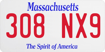 MA license plate 308NX9