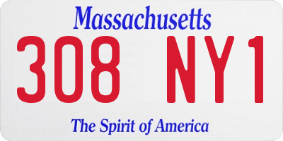 MA license plate 308NY1