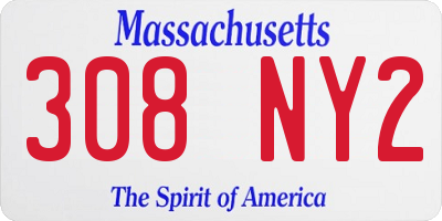 MA license plate 308NY2