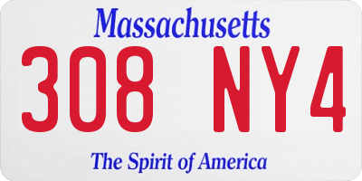 MA license plate 308NY4