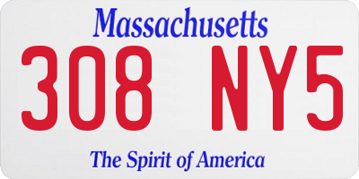 MA license plate 308NY5