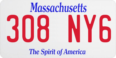MA license plate 308NY6
