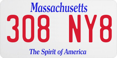 MA license plate 308NY8