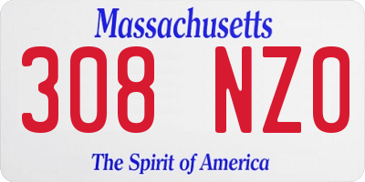 MA license plate 308NZ0