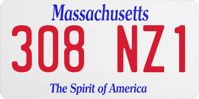 MA license plate 308NZ1