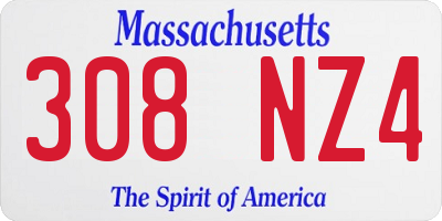 MA license plate 308NZ4