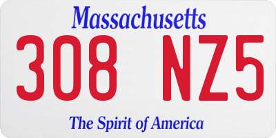 MA license plate 308NZ5