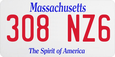 MA license plate 308NZ6