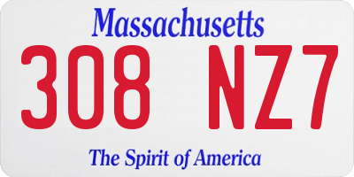 MA license plate 308NZ7