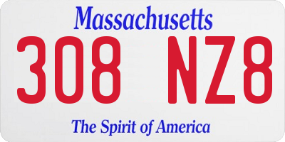 MA license plate 308NZ8