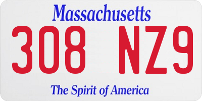 MA license plate 308NZ9