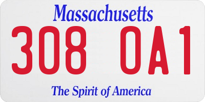 MA license plate 308OA1