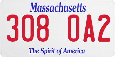 MA license plate 308OA2