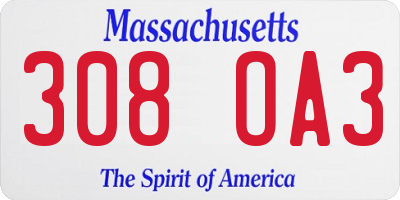 MA license plate 308OA3