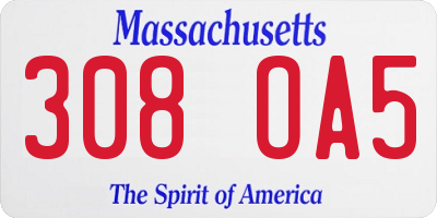MA license plate 308OA5