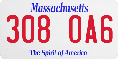 MA license plate 308OA6
