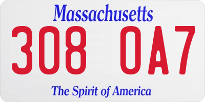 MA license plate 308OA7
