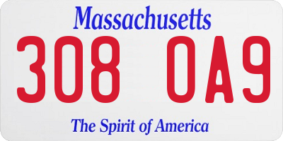 MA license plate 308OA9