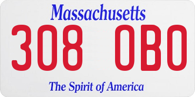 MA license plate 308OB0